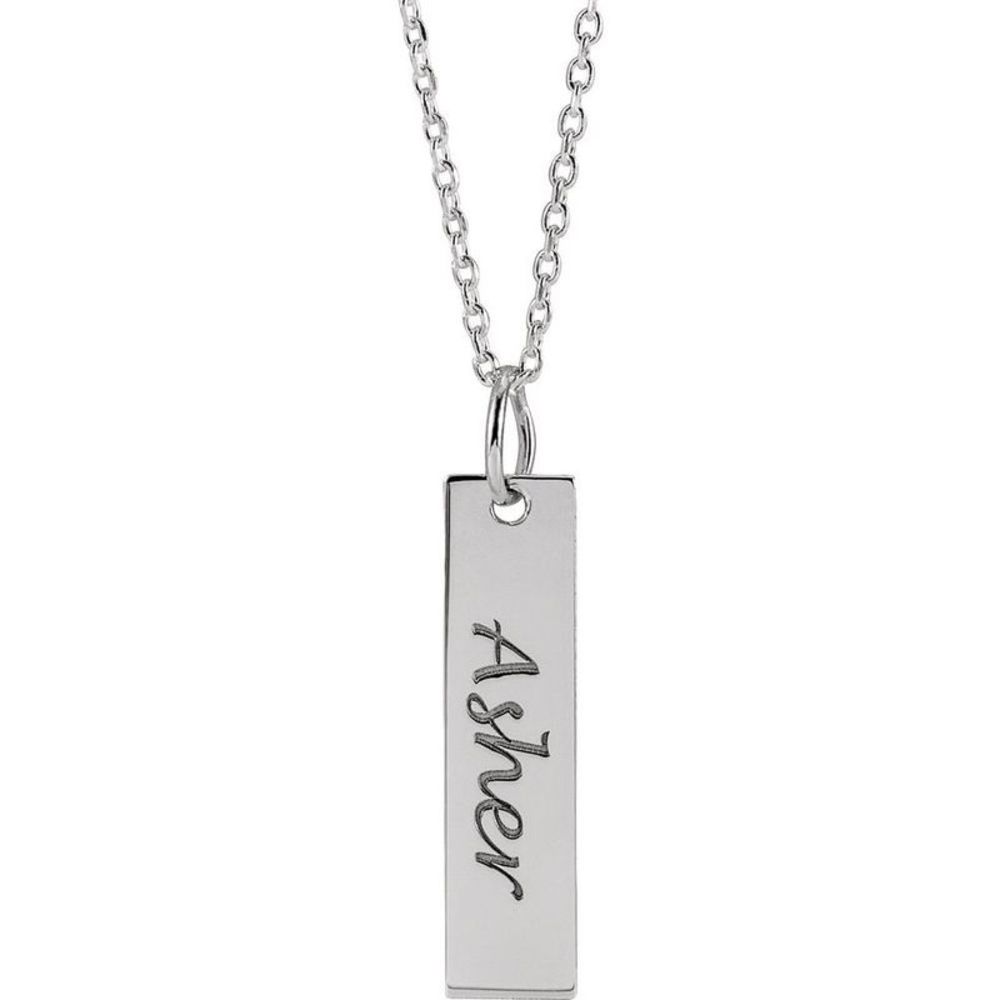 Sterling Silver Vertical Bar Necklace, 16-18 Inch
